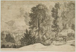 H. SWANEVELT (*1600), River Landscape,  1640, Etching
