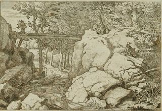 A. EVERDINGEN (*1621), Goat on a small bridge,  1636, Etching