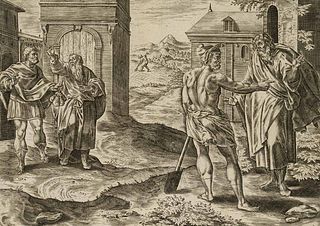 Unknown (16th), Parable of the treasure in the field, Copper engraving