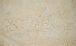 T. WEBER (1813-1875), Ried Castle in South Tyrol, 1867,  1867, Pencil