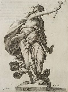 G. SOLE (*1649) after STORER (*1611), Allegory of Fidelity, "FEDELTA",  1645, Copper engraving