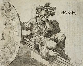 J. STORER (*1611) after SOLE (*1649), INSUBRIA, Insubria, Milan,  1645, Etching