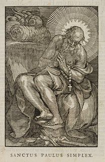 C. SICHEM (*1581) after BLOEMAERT (*1566), St. Paul of Thebes,  1644, Woodcut