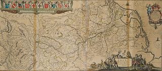 W. BLAEU (1571-1638), Historical river map of the Rhine,  1635, Copper engraving