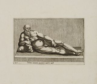 P. THOMASSIN (*1562), Statue of Silenos, around 1610, Copper engraving