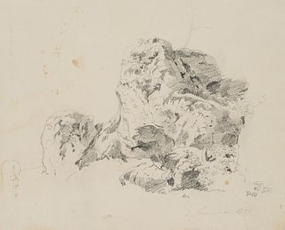 T. WEBER (1813-1875), Rocks near Fischbachau, Upper Bavaria,  1859, Pencil