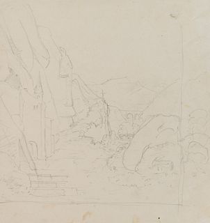 T. WEBER (1813-1875), Hermitage by the wayside, South Tyrol, Pencil