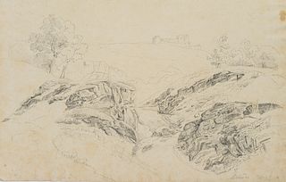 T. WEBER (1813-1875), Ruins of a fortress in the mountains, Michaelis,  1836, Pencil
