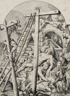 G. HORNSTEIN (*1600), Decrease of the cross, Pen drawing