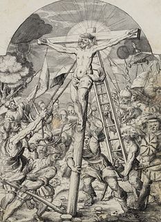 G. HORNSTEIN (*1600), Cross-erection, Watercolor