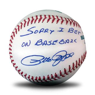 Pete Rose, Sorry Ball This Baseball is Autographed by Pete Rose and Inscribed, "Sorry I bet on Baseball." Includes Certificate of Authenticity.