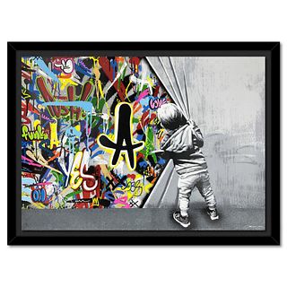 Martin Whatson, "Beyond the Wall" Framed Limited Edition Silkscreen, Numbered P/P and Hand Signed with Certificate of Authenticity.