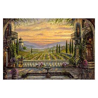 Robert Finale, "A Tuscan View" Hand Signed, Artist Embellished Limited Edition on Canvas with COA.