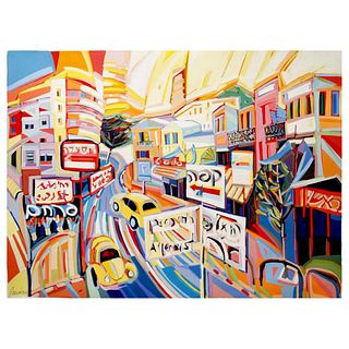 Natalie Rozenbaum, "Allenby Scene" Limited Edition on Canvas, Numbered and Hand Signed with Letter of Authenticity.
