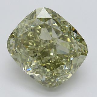5.51 ct, Natural Fancy Grayish Greenish Yellow Even Color, VVS2, Cushion cut Diamond (GIA Graded), Appraised Value: $156,100 