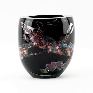 Modern Black and Colorful Art Glass Vase
