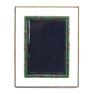 Vintage Italian Guilloche Enamel and Silver Frame