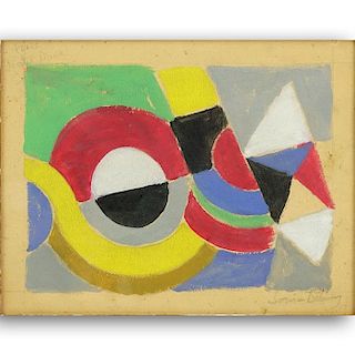 Sonia Delaunay, Ukrainian (1885-1979) Gouache on cardboard "Abstract Composition" Signed and inscribed in pencil