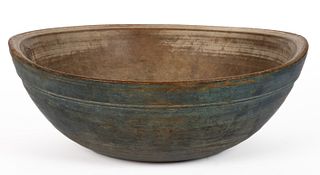 AMERICAN TURNED TREEN BOWL WITH PAINTED SURFACE