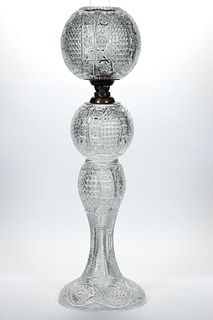 MODERN CUT GLASS KEROSENE BANQUET LAMP