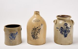 Stoneware Jugs and Two Jars