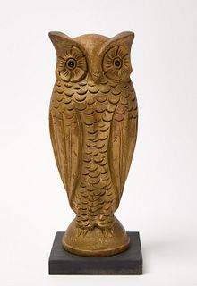 Carved Wooden Lodge Owl