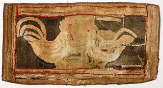 Hooked Rug with Roosters