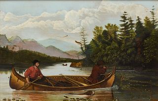 Painting of a Man in a Canoe