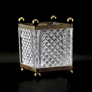 Antique Baccarat Style Crystal and Bronze Jardinière