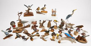 40 Carved and Painted Miniature Birds
