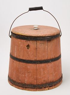 Painted Firkin with Lid and Handle