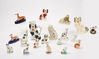 Twenty Staffordshire Animal Figures