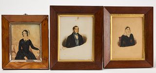 Three Miniature Watercolor Portraits