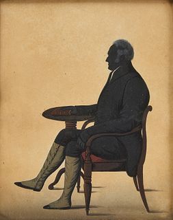 Miniature Watercolor Silhouette of a Man