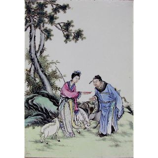 19th Century Chinese Hand Painted Porcelain Plaque