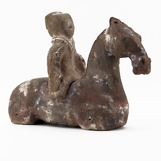 Chinese Terracotta Horse and Rider Figure Possibly Han Dynasty (206BC-220AD)