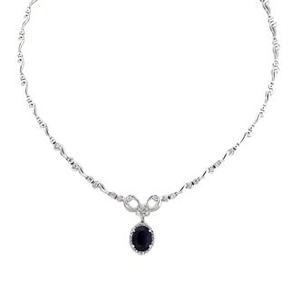 Sapphire (6.58 cts.) Necklace w/diamonds