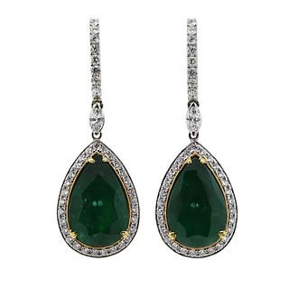 GIA Emerald Earrings (16.17 cts.) w/diamonds