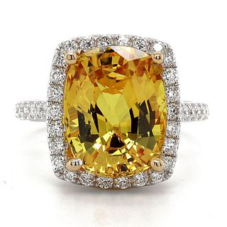 GiA Sapphire Ring 6.66 ct. w/diamonds