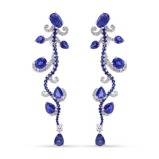 Blue Sapphire Earrings 6.69 cts. w/diamonds