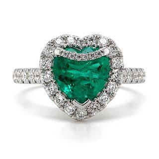 GIA Emerald Ring 1.46 ct. w/diamonds