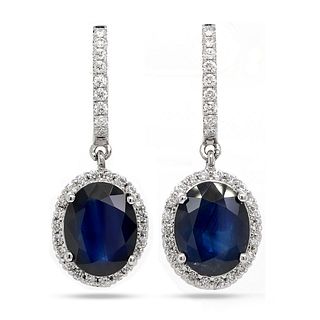 Oval Sapphire Earrings 10.98 cts. W/diamonds