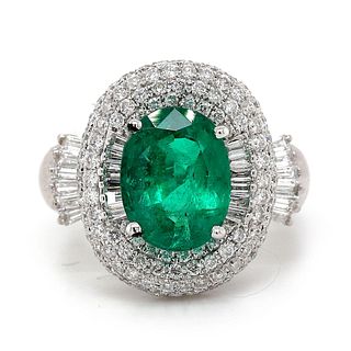 Oval Emerald Ring 2.40 ct. w/diamonds