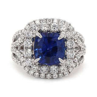 GIA Sapphire Ring 2.64 ct. w/diamonds