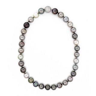 Tahitian Pearls w/diamonds  Necklace