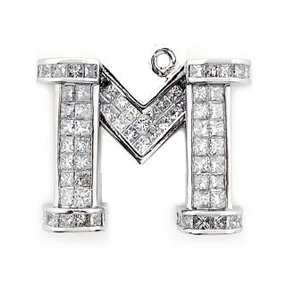 "M" Letter Diamond Pendant 5.00 cts.