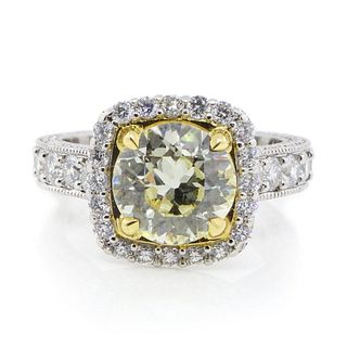GIA Round Diamond Ring 1.61 ct. w/diamonds