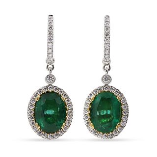 Oval Emerald Earrings 7.25 cts. w/diamonds