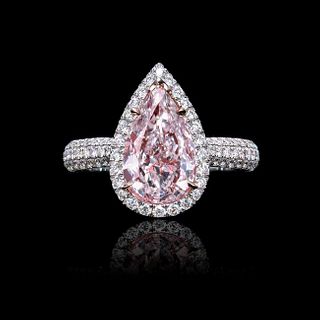 GIA 3.68 ct. Pink Diamond Ring 18k w/g