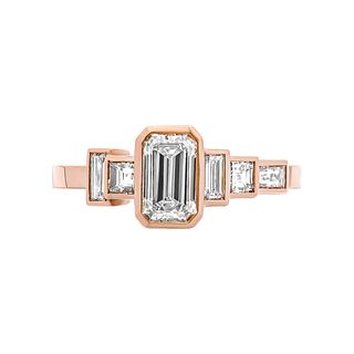 18K Rose Gold Ring with 0.79 Carat Emerald Cut Diamond